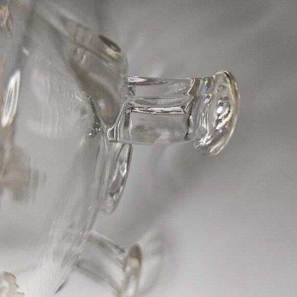 Silver City Flanders Poppy Sterling Overlay 3 Footed Clear Glass Bowl Vintage - Picture 6 of 10